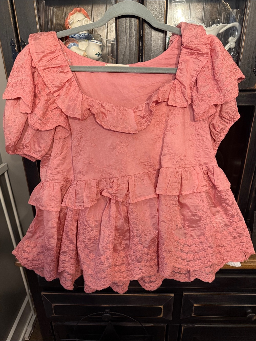 Listicle Coral Pink Ruffle Babydoll Blouse